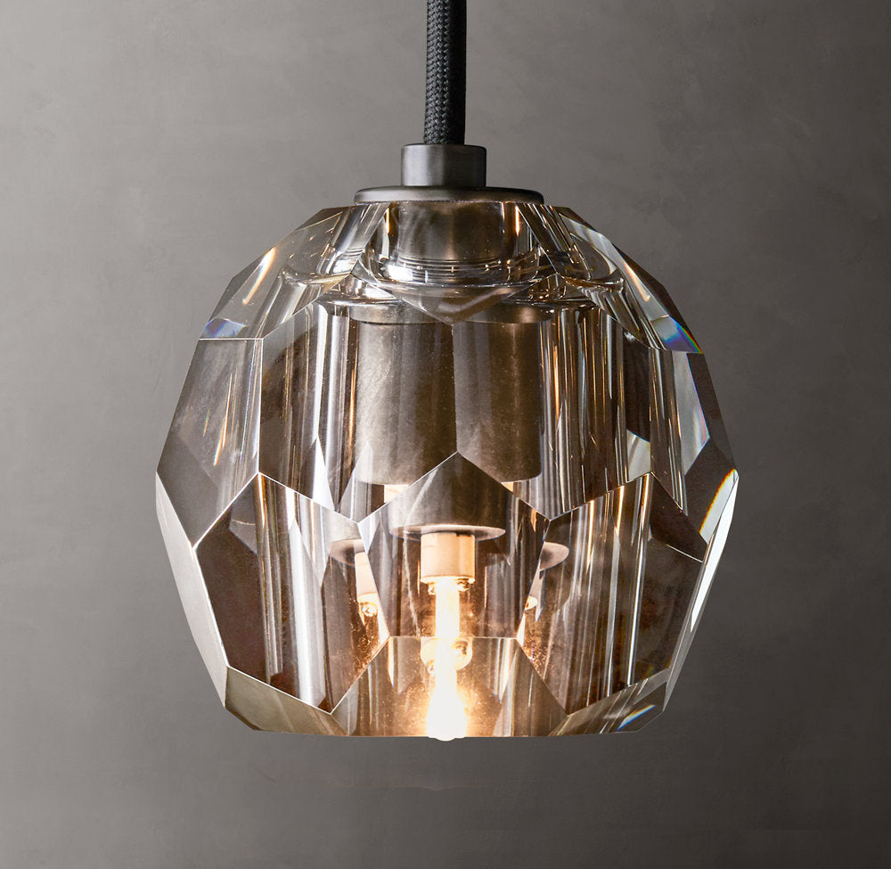 Faceted Smoke Crystal Cord Pendant