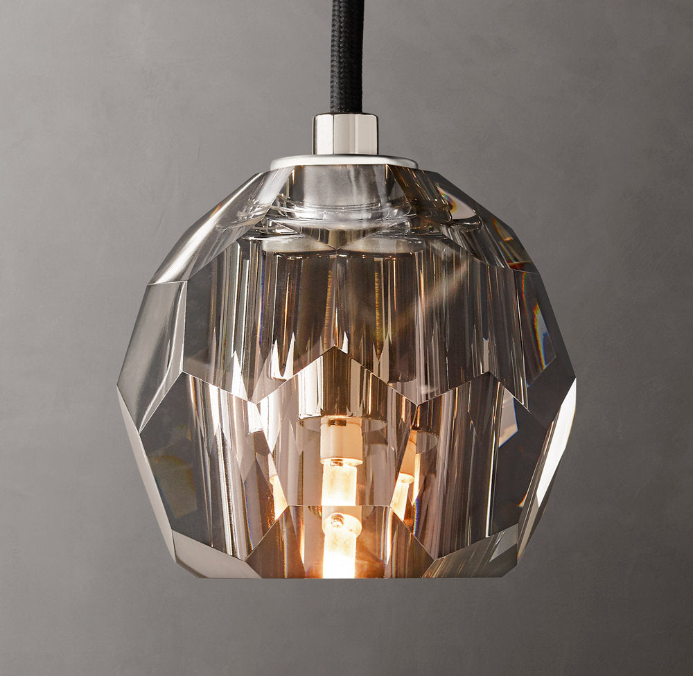 Faceted Smoke Crystal Cord Pendant