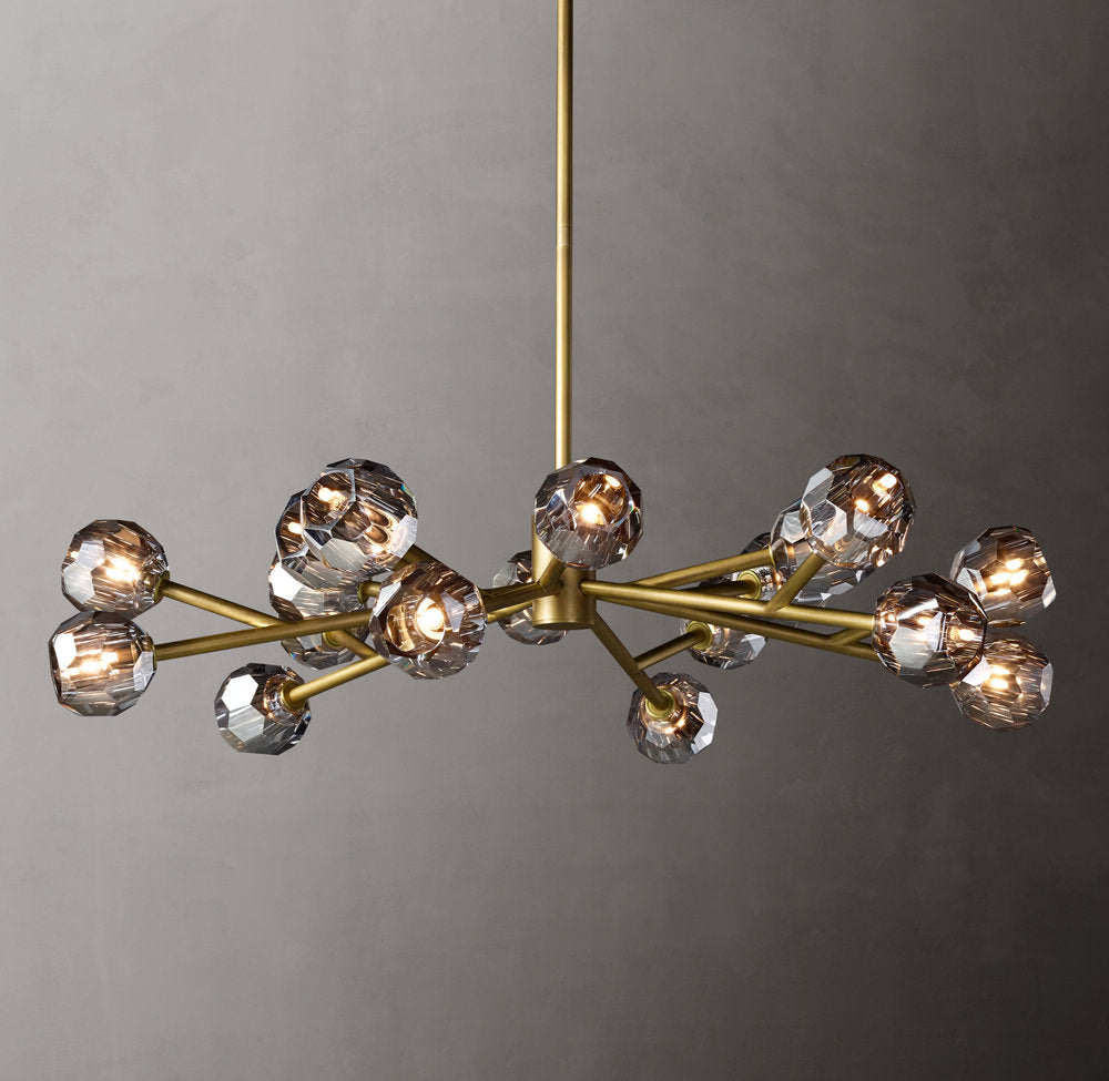 Faceted Smoke Crystal Orbit Chandelier