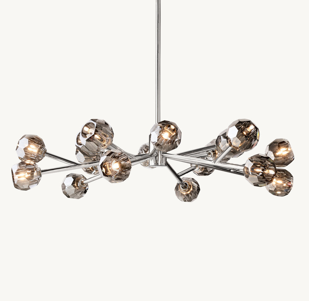 Faceted Smoke Crystal Orbit Chandelier