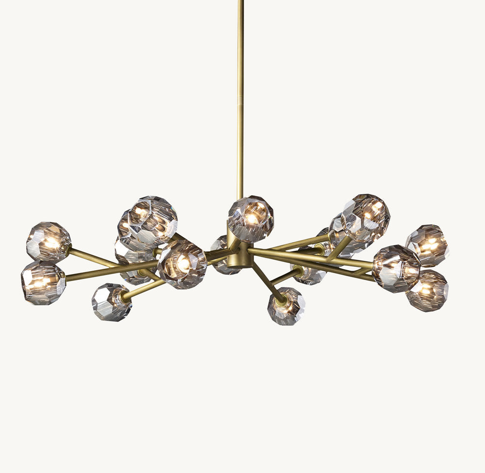 Faceted Smoke Crystal Orbit Chandelier