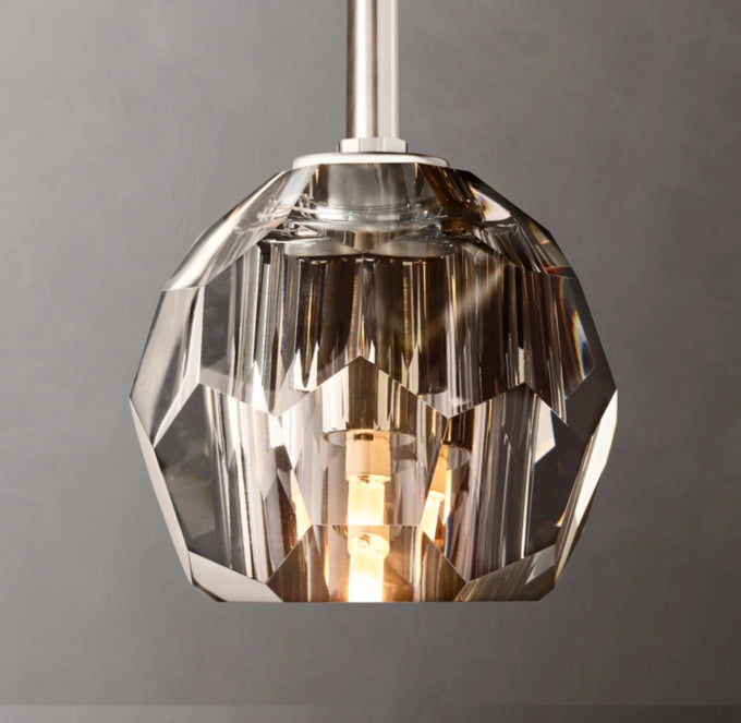 Faceted Smoke Crystal Sphere Pendant