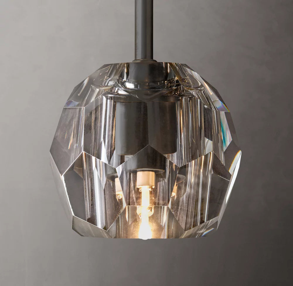 Faceted Smoke Crystal Sphere Pendant