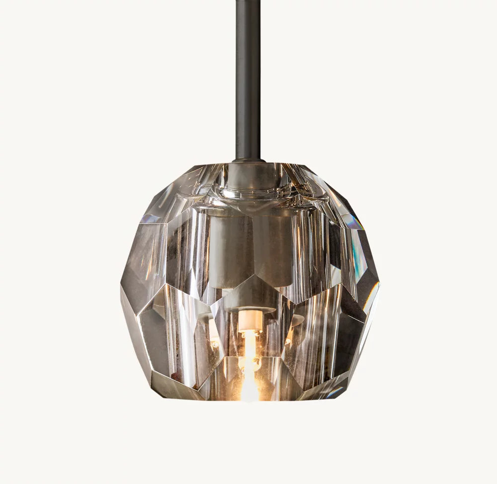 Faceted Smoke Crystal Sphere Pendant