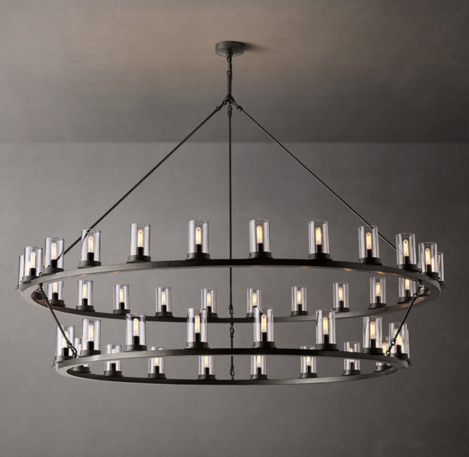 Fire-Burnished Clear Glass Tiered Chandelier