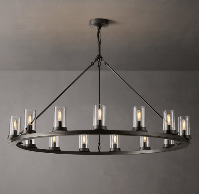 Fire-Forged Clear Glass Halo Chandelier