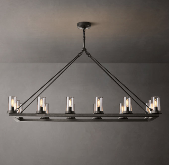 Fire-Textured Glass Rail Chandelier