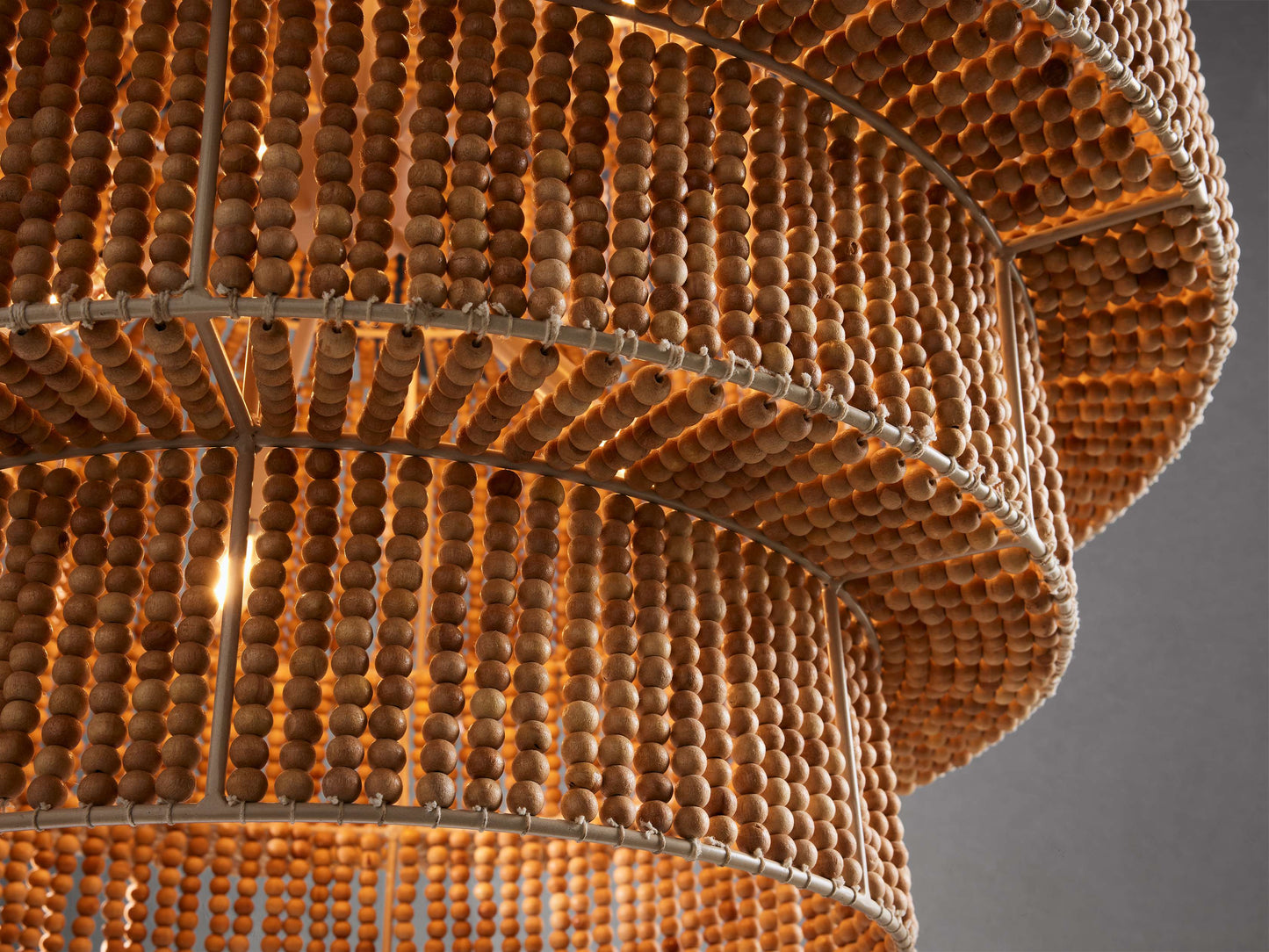 Five-Tier Ivory Wood Bead Chandelier