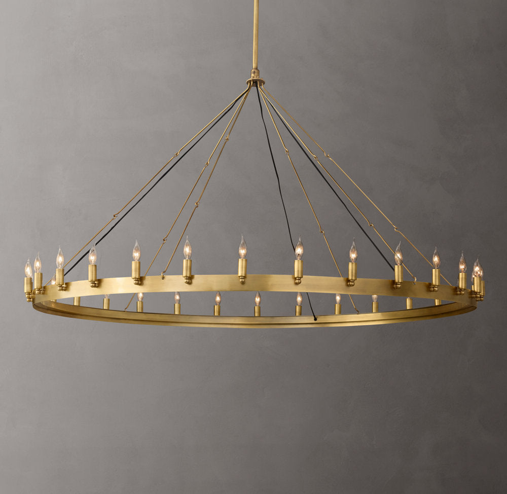 Flame Bulb Brass Halo Chandelier