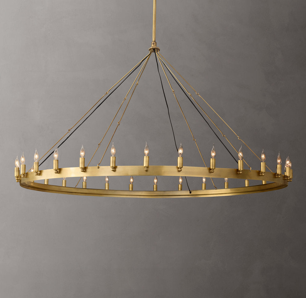 Flame Bulb Brass Halo Chandelier