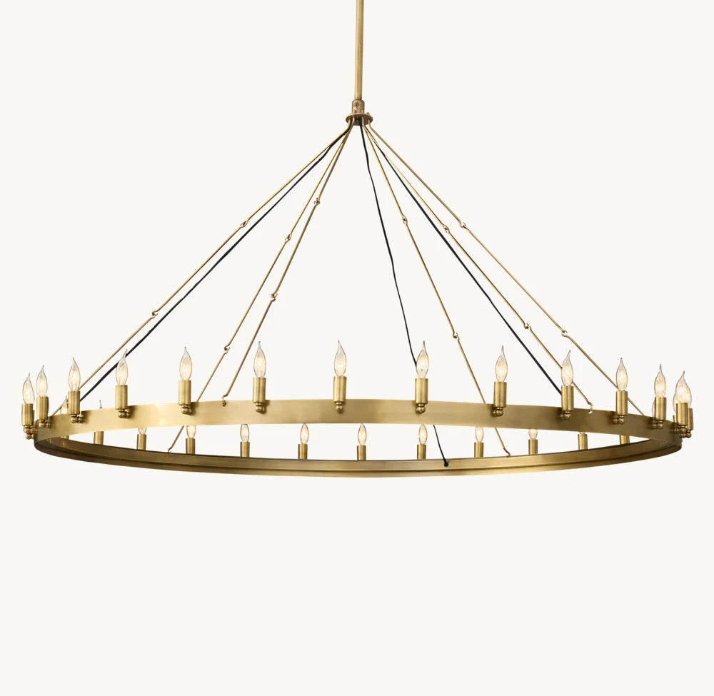 Flame Bulb Brass Halo Chandelier