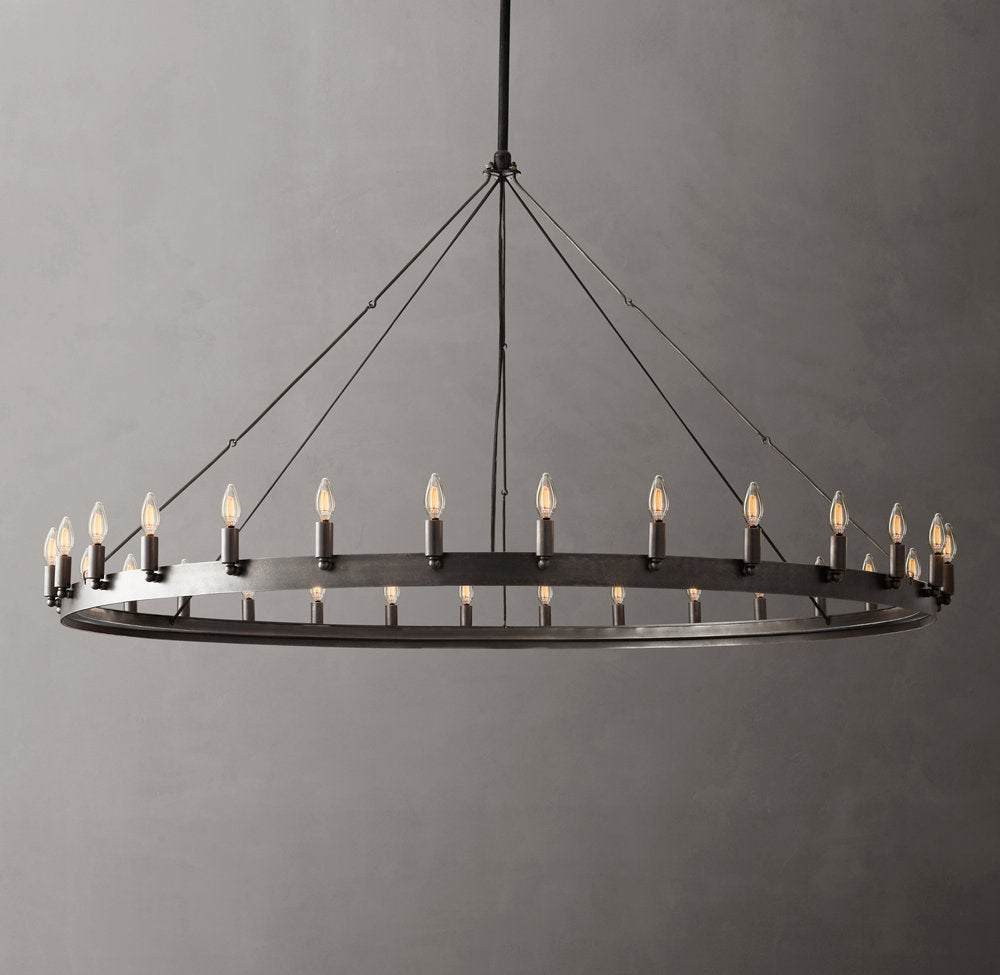 Flame Bulb Brass Halo Chandelier