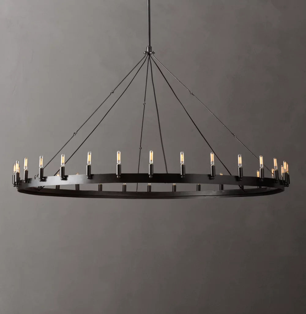 Flame Bulb Brass Halo Chandelier