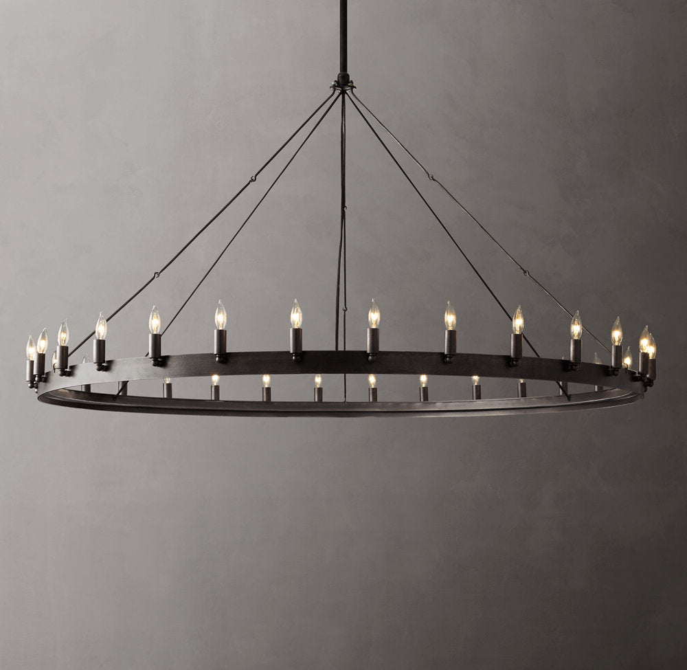 Flame Bulb Brass Halo Chandelier