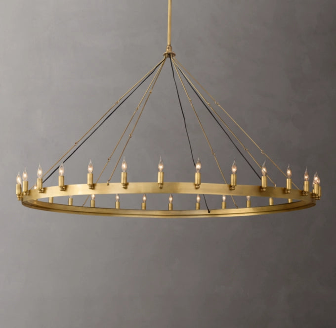 Flame Bulb Brass Halo Chandelier