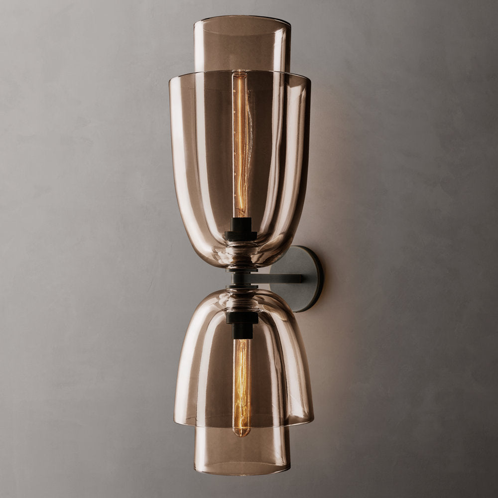 Flame-Polished Amber Glass Grand Sconce