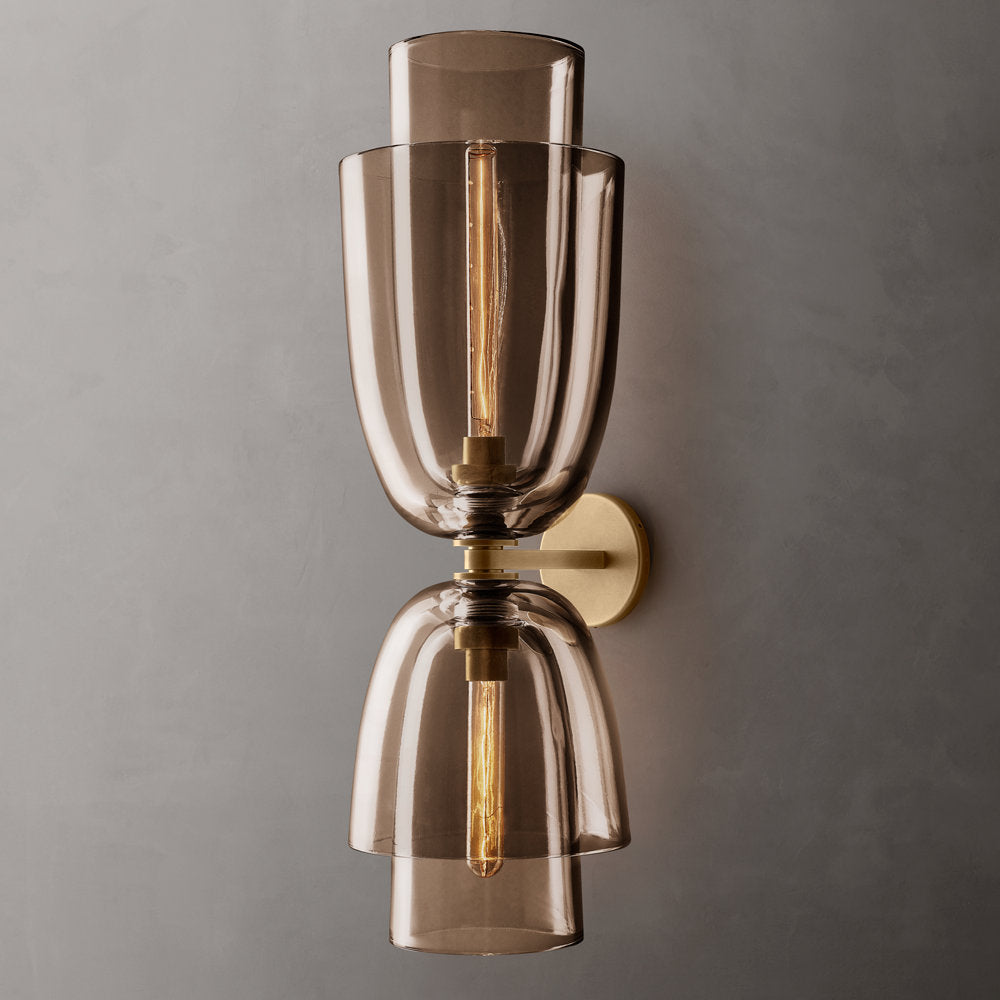Flame-Polished Amber Glass Grand Sconce