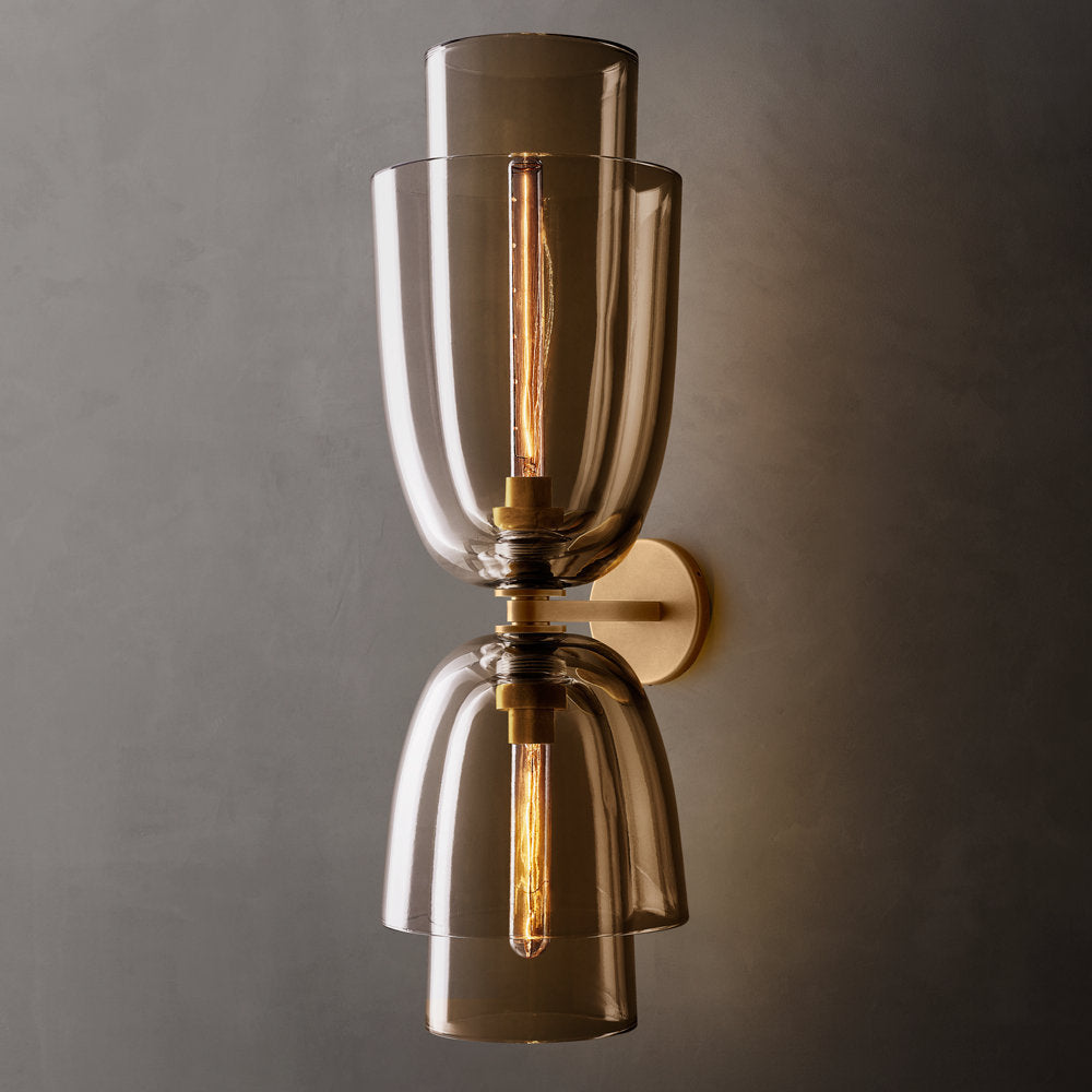 Flame-Polished Amber Glass Grand Sconce