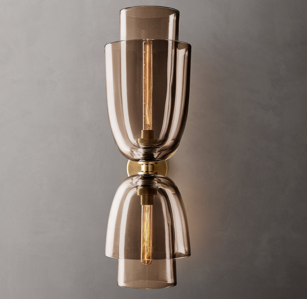 Flame-Polished Amber Glass Grand Sconce