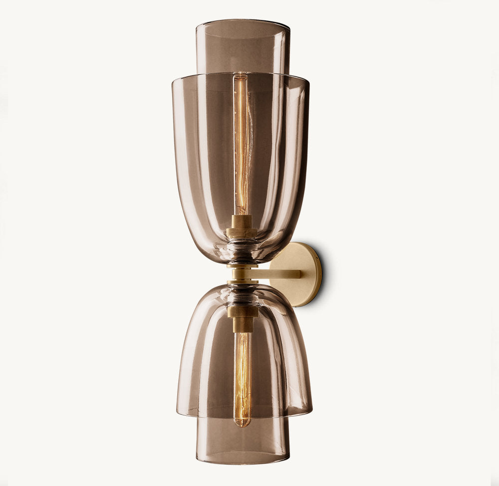 Flame-Polished Amber Glass Grand Sconce