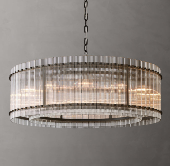 Fluted Glass Architectural Ring Chandelier