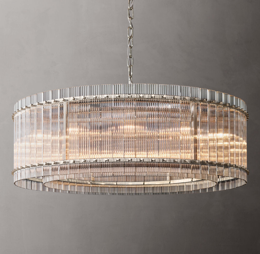 Fluted Glass Architectural Ring Chandelier