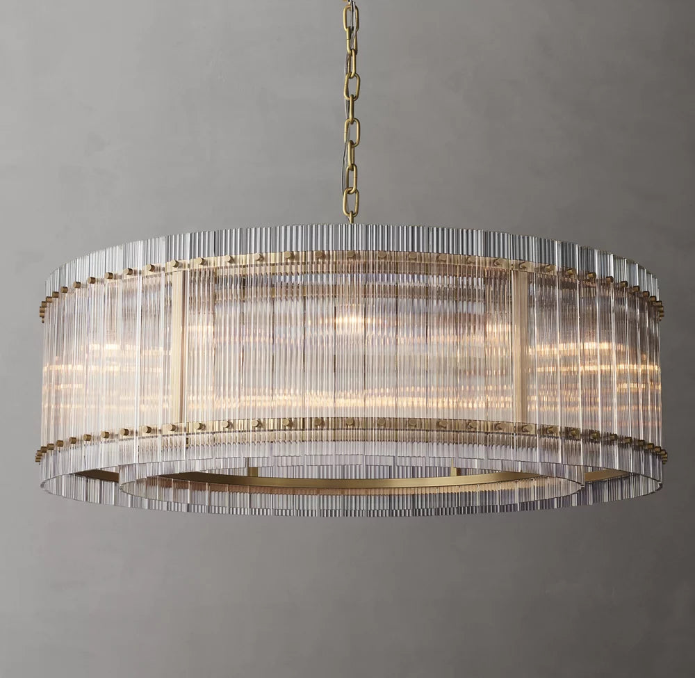 Fluted Glass Architectural Ring Chandelier