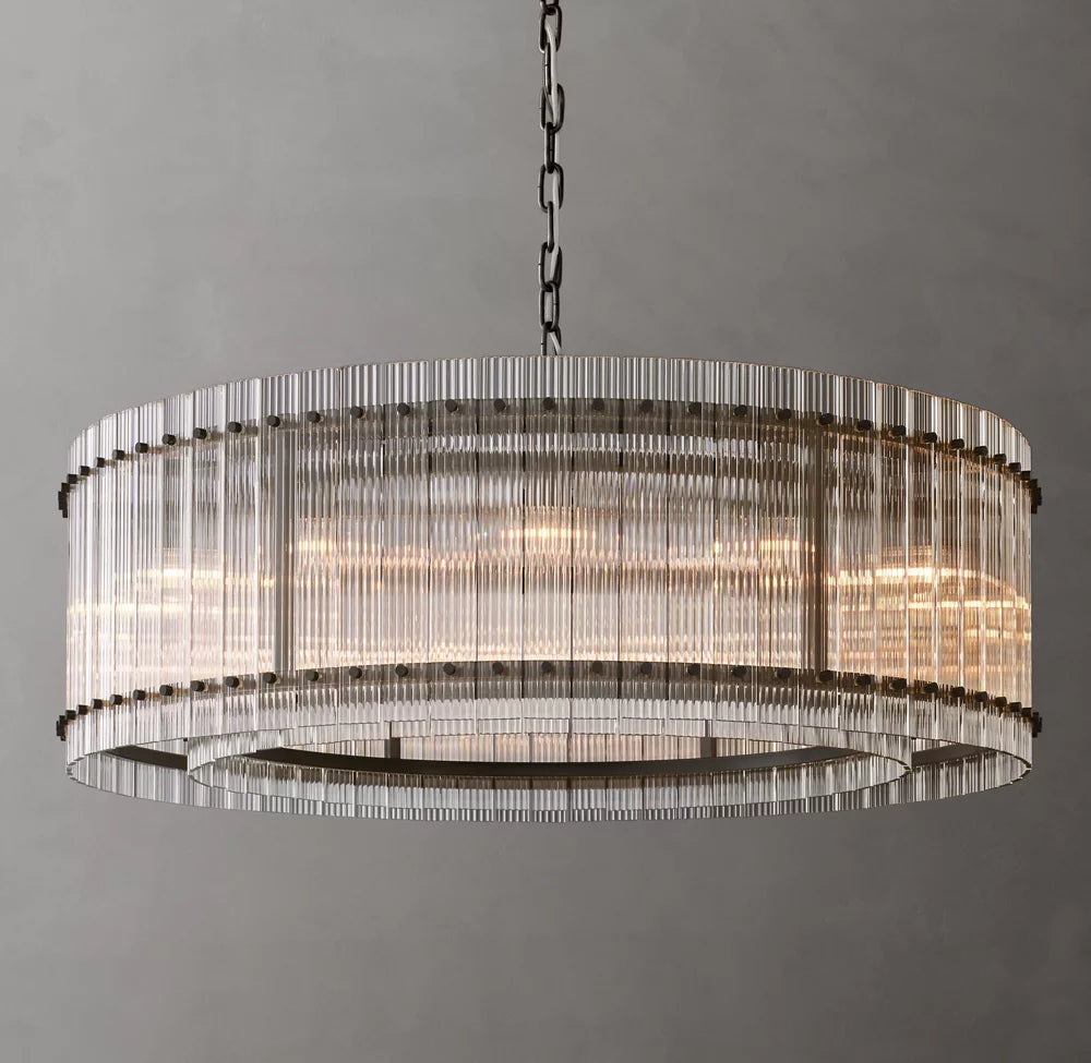 Fluted Glass Architectural Ring Chandelier