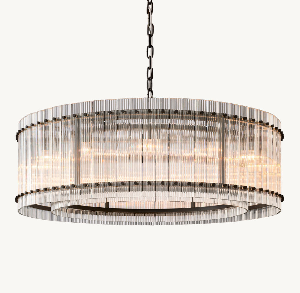 Fluted Glass Architectural Ring Chandelier