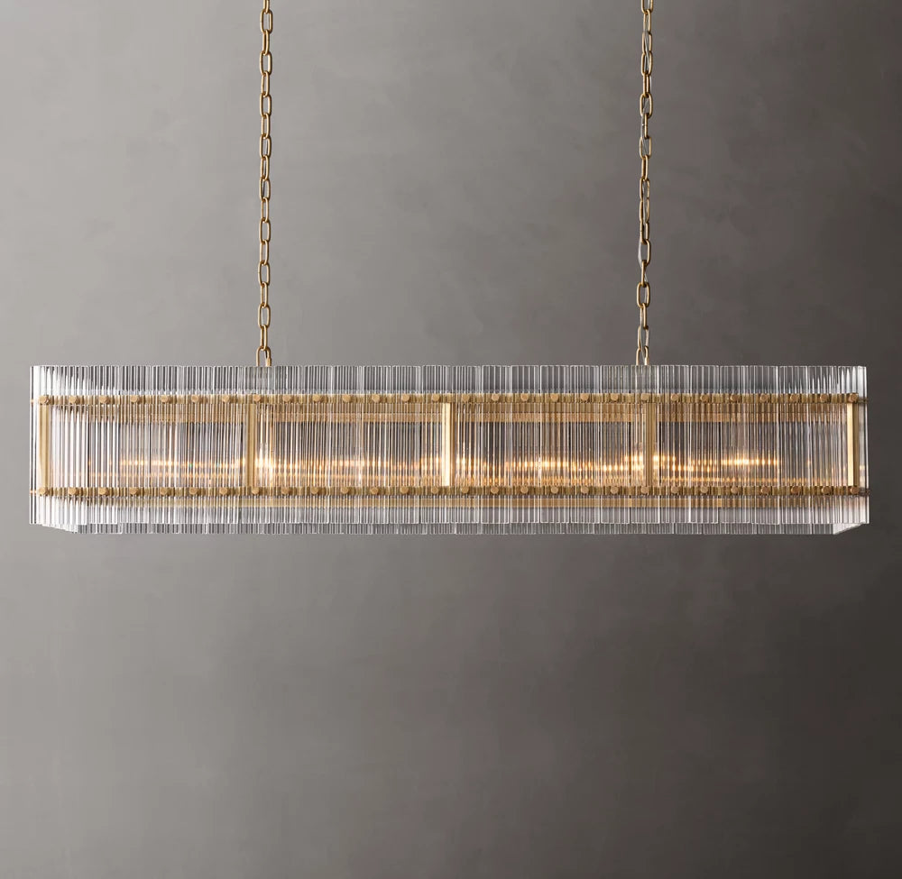 Fluted Glass Gallery Island Chandelier