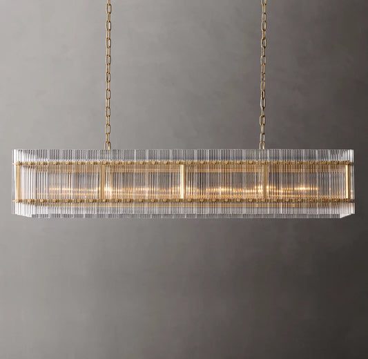 Fluted Glass Gallery Island Chandelier