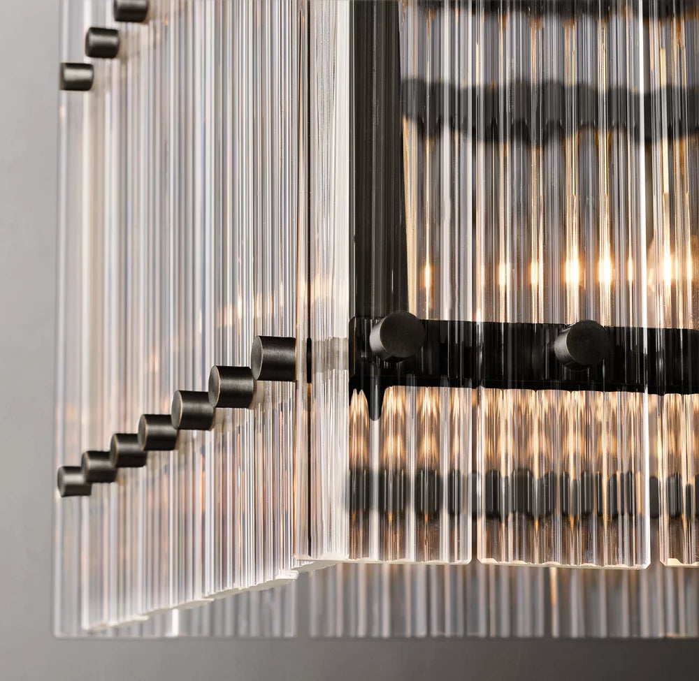 Fluted Glass Gallery Island Chandelier