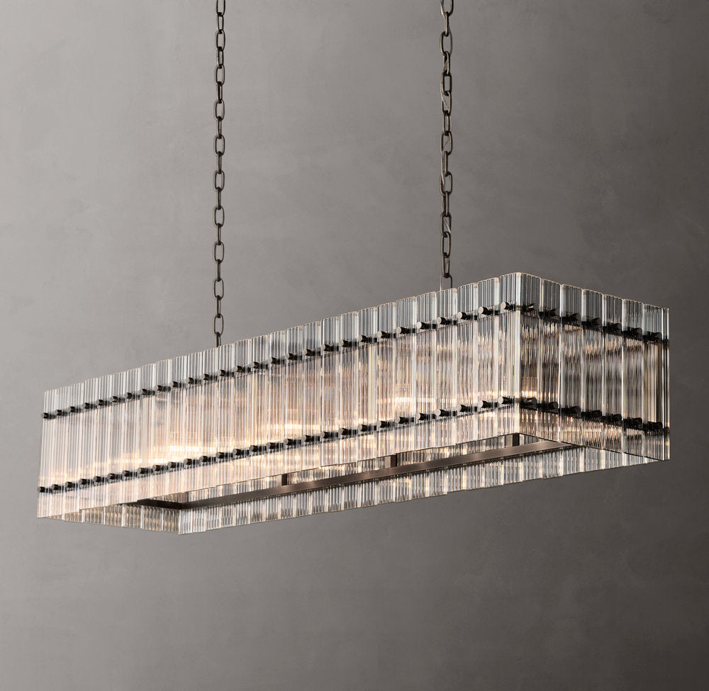 Fluted Glass Gallery Island Chandelier