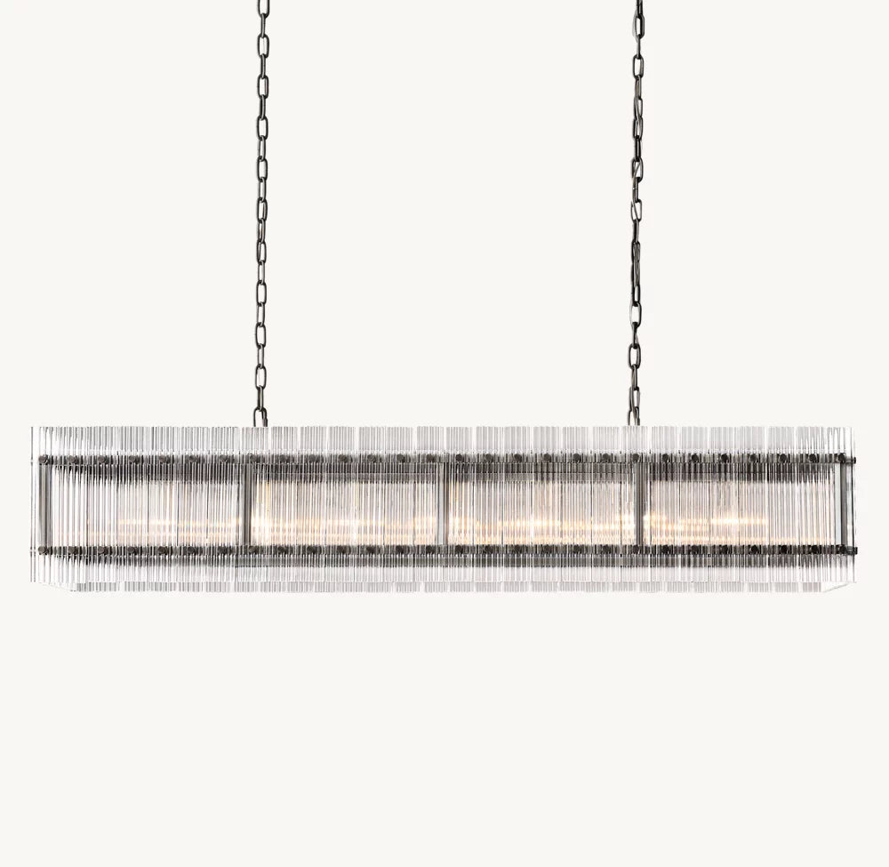 Fluted Glass Gallery Island Chandelier