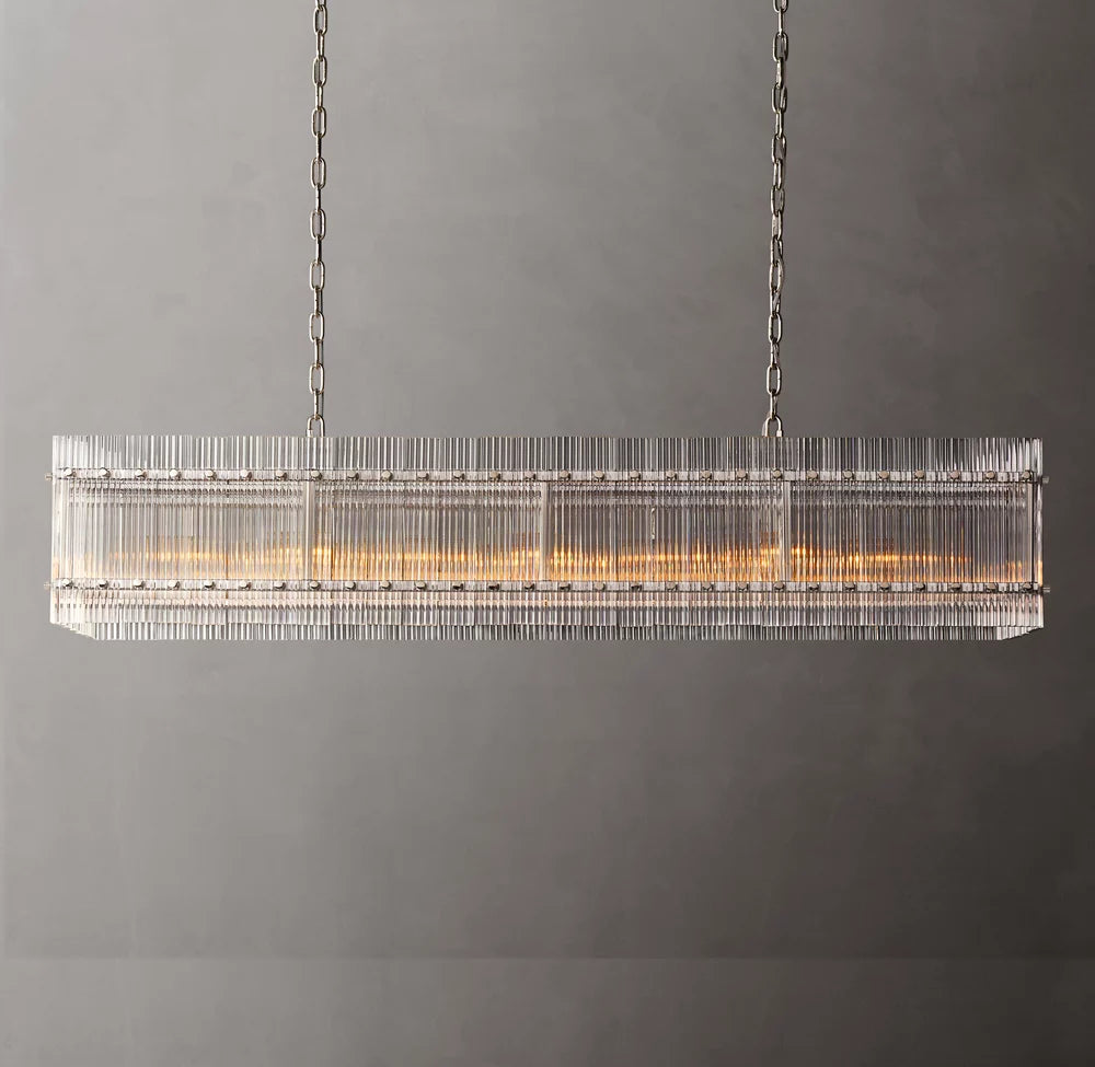Fluted Glass Gallery Island Chandelier