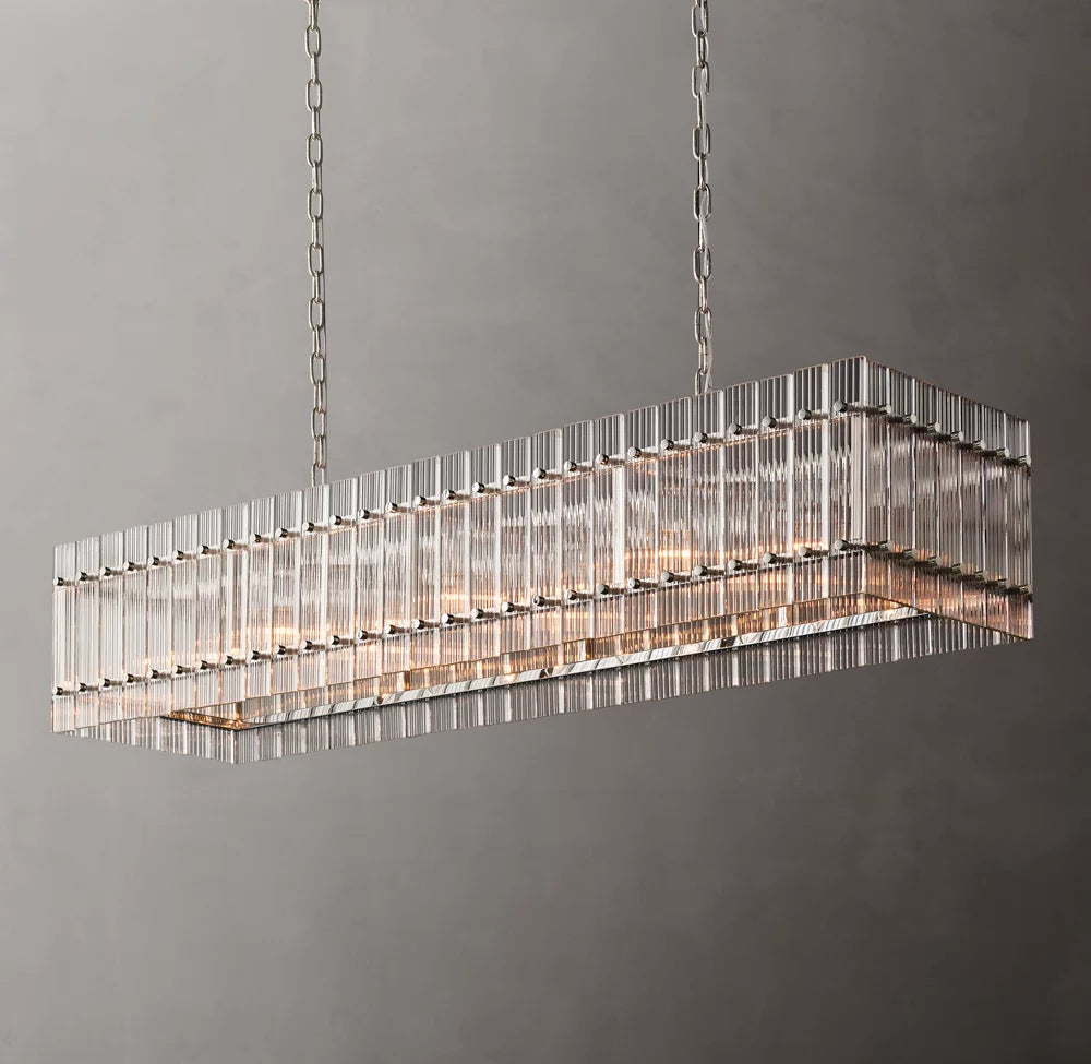 Fluted Glass Gallery Island Chandelier