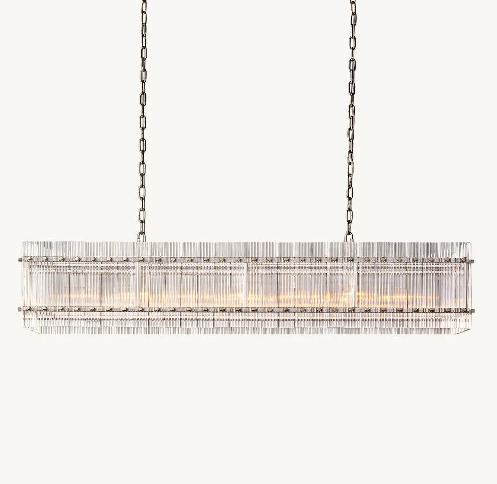 Fluted Glass Gallery Island Chandelier