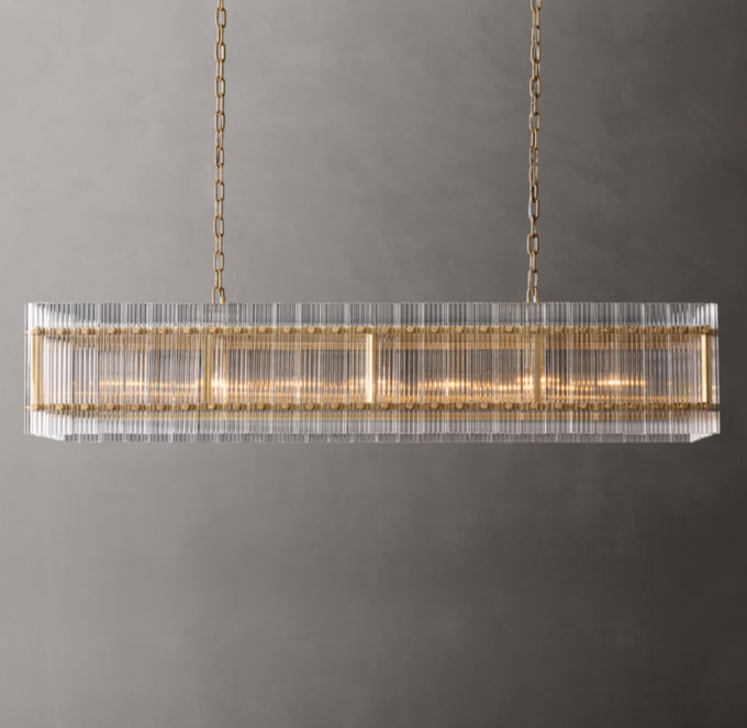 Fluted Glass Gallery Island Chandelier