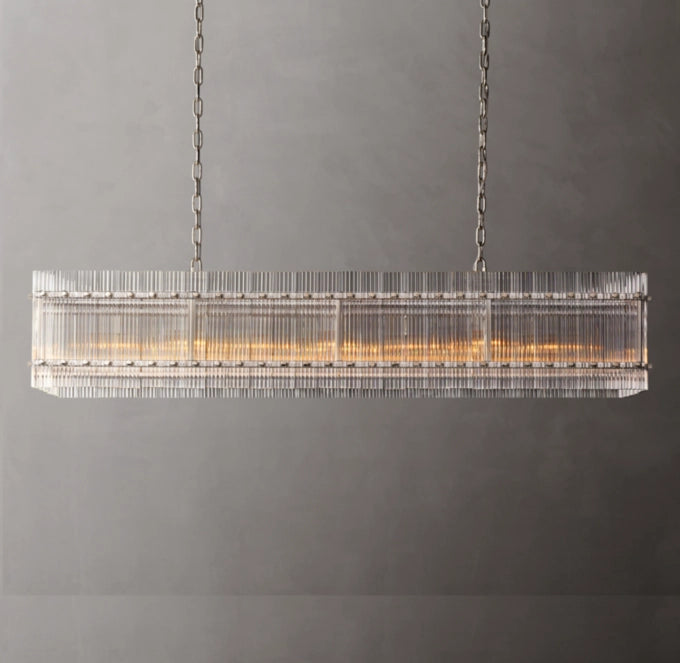 Fluted Glass Gallery Island Chandelier