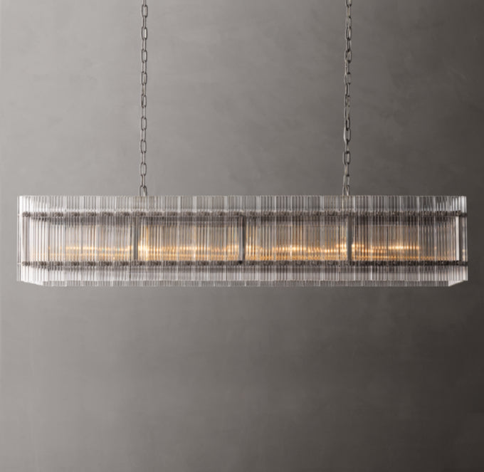 Fluted Glass Gallery Island Chandelier