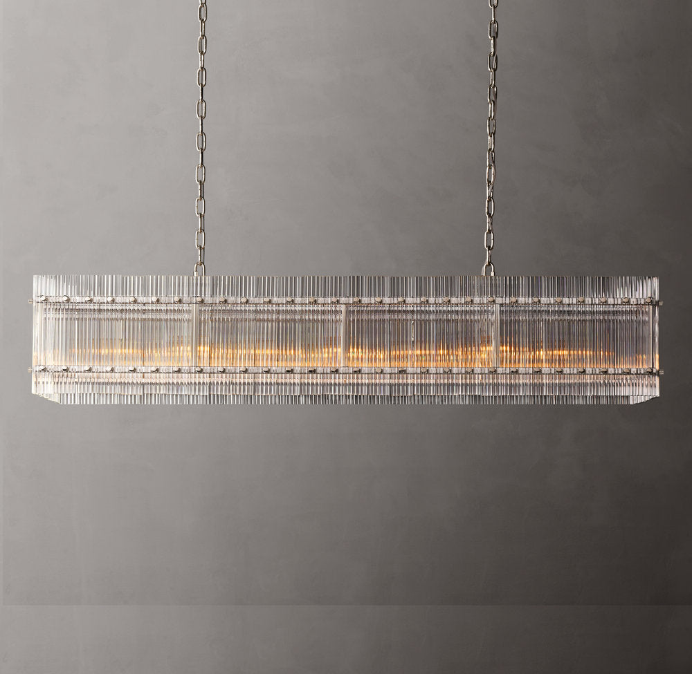 Fluted Glass Gallery Island Chandelier