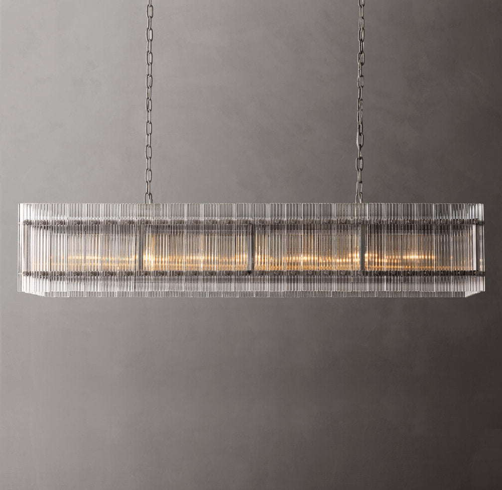 Fluted Glass Gallery Island Chandelier