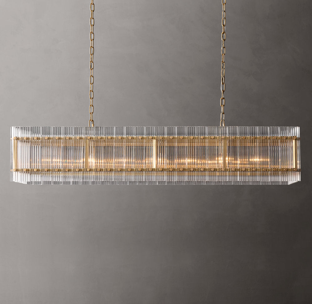Fluted Glass Gallery Island Chandelier