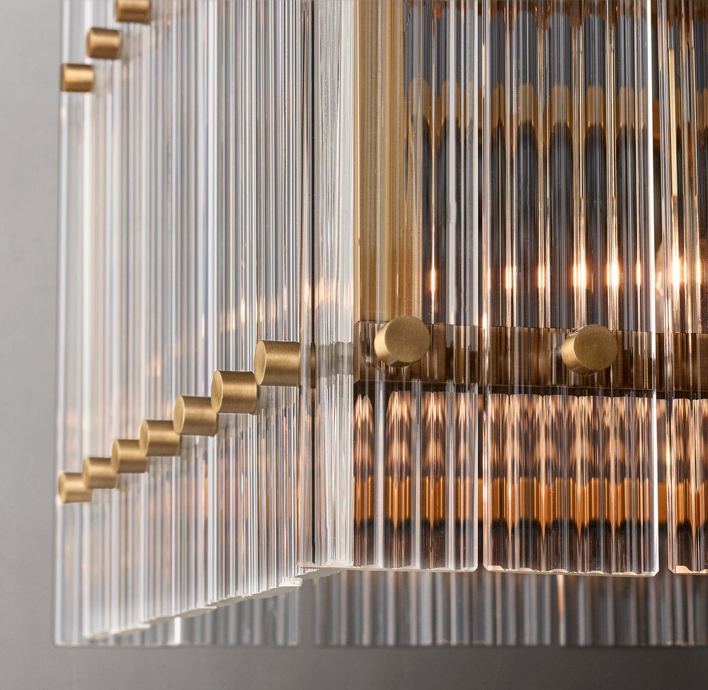 Fluted Glass Gallery Island Chandelier