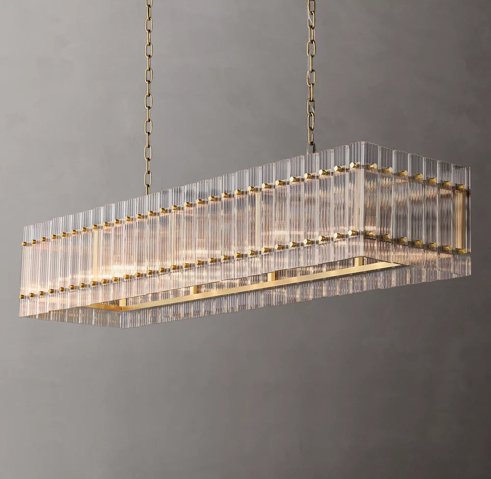 Fluted Glass Gallery Island Chandelier