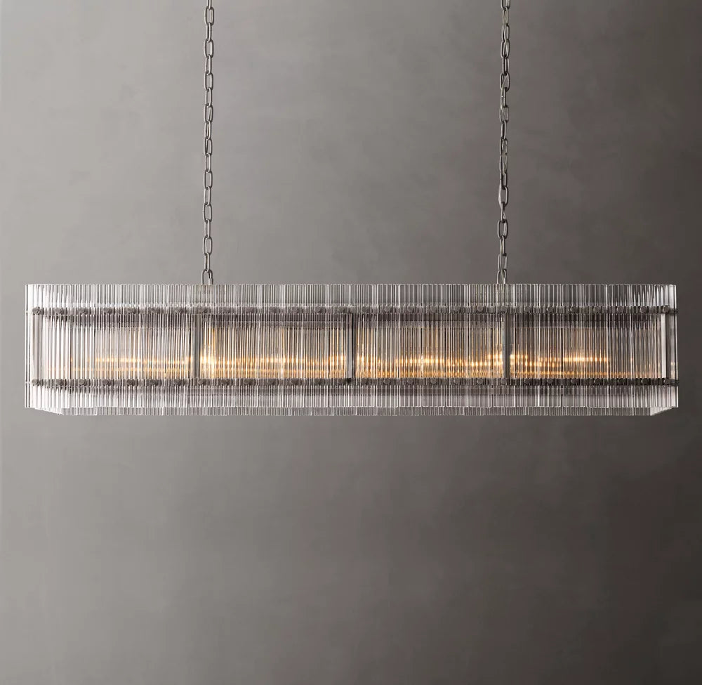 Fluted Glass Gallery Island Chandelier