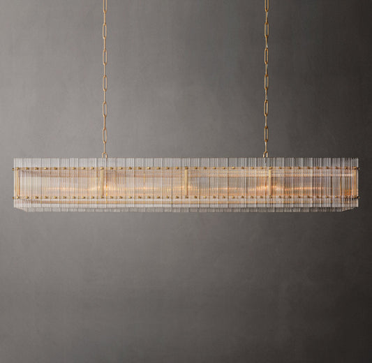 Fluted Glass Rectangular Gallery Chandelier