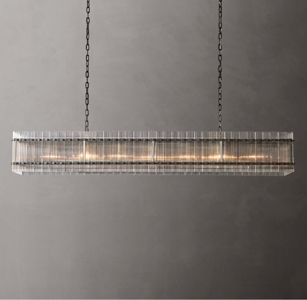 Fluted Glass Rectangular Gallery Chandelier