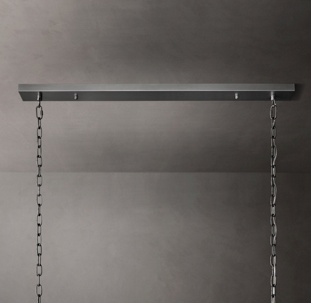 Fluted Glass Rectangular Gallery Chandelier