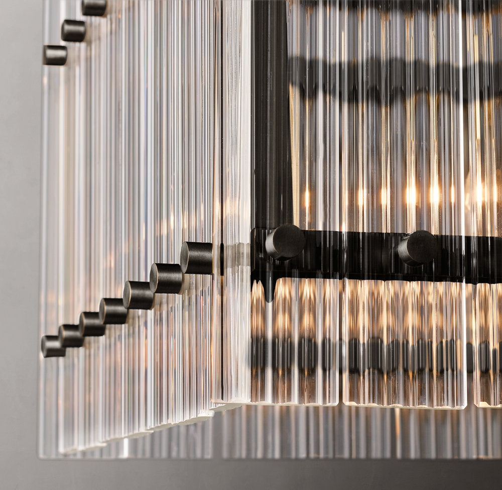 Fluted Glass Rectangular Gallery Chandelier